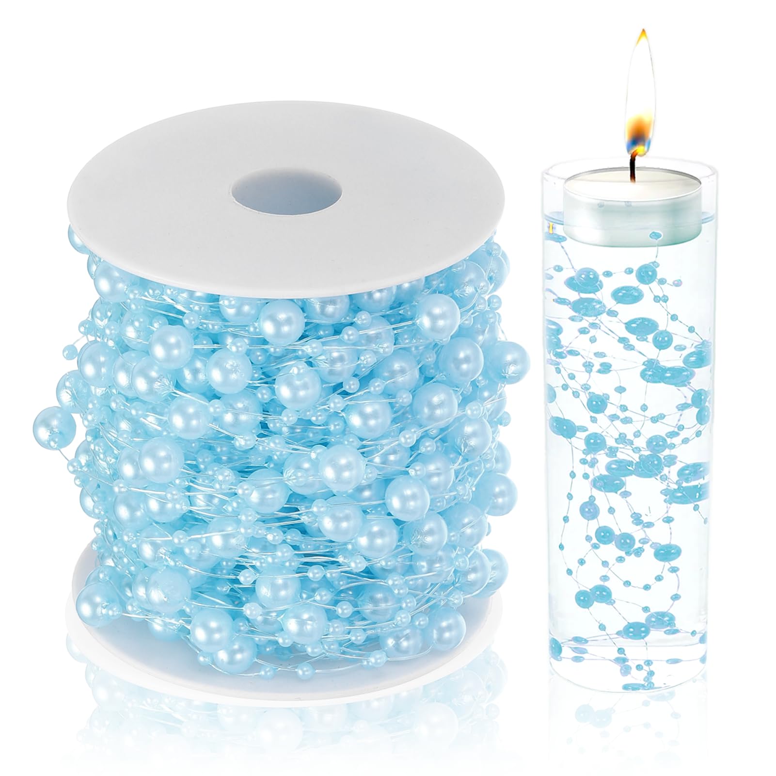 Artificial Pearl String for Floating Candle, Faux Pearl Bead String, 32.8ft