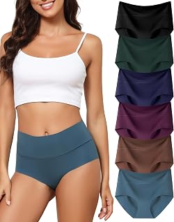 Levao Women's High Waist Seamless Underwear Soft No Show Briefs Multi Pack