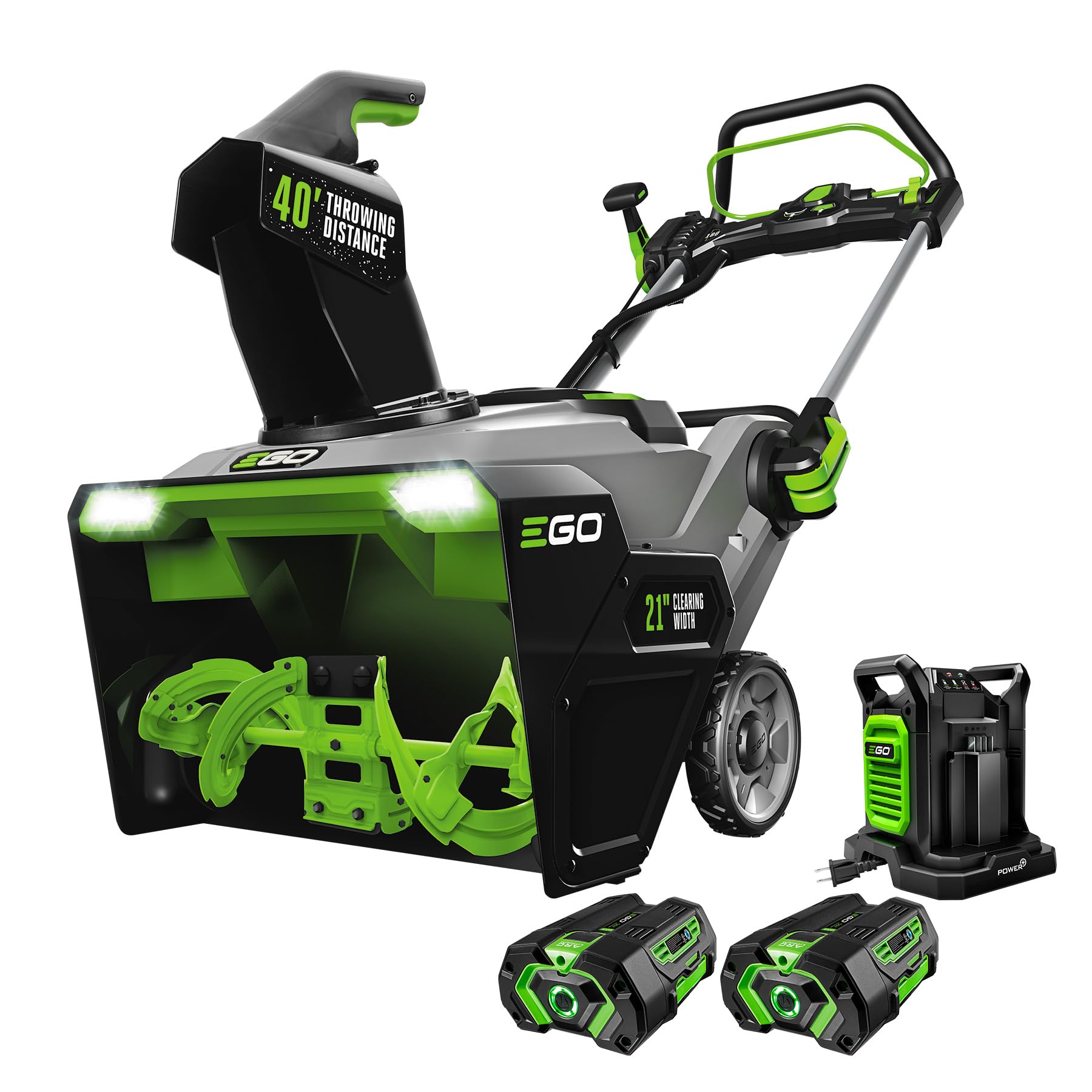 EGO Power+ 21" Electric Snow Blower, Gray/Black, Cordless Steel Auger, Includes 