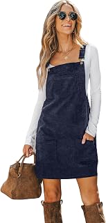 CUPSHE Women's Fall Corduroy Overalls Dress Casual Winter Wide Strap Square