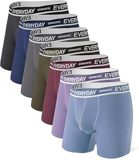 Separatec Pack of 7 Men's Boxer Briefs Multicolour Breathable Soft Cotton Underwear with Double Support Case