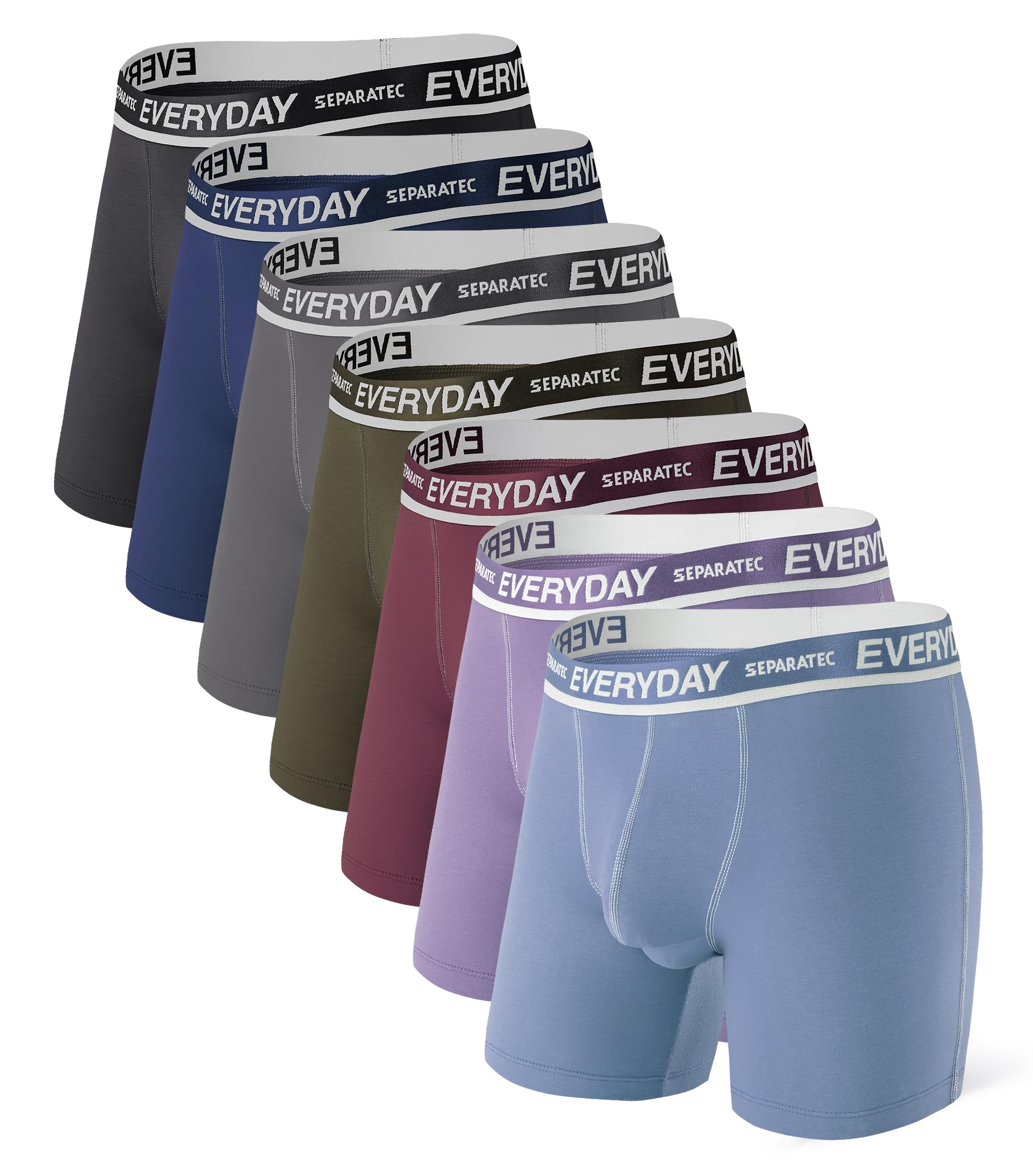 Separatec Pack of 7 Men's Boxer Briefs Multicolour Breathable Soft Cotton Underw