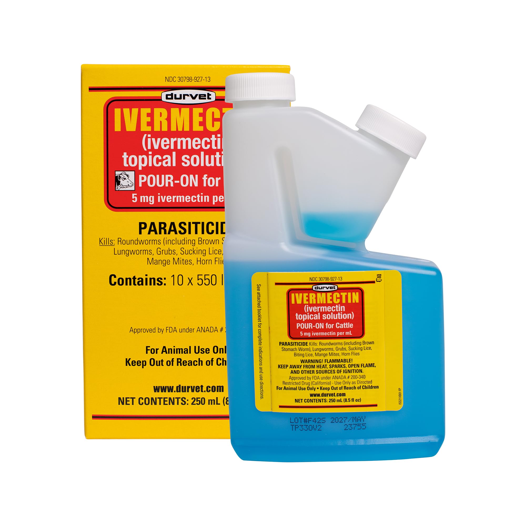 Durvet Ivermectin Pour On Cattle Dewormer 5mg/ml - Ivermectin Topical Solution 2