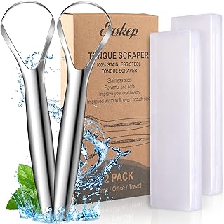 Tongue Scraper, Wide-head Tongue Cleaner with Nice Carrying Box, Easkep 100% Stainless Steel Tongue Scrapers Cleaners, for Men, Women, Adults, Kids
