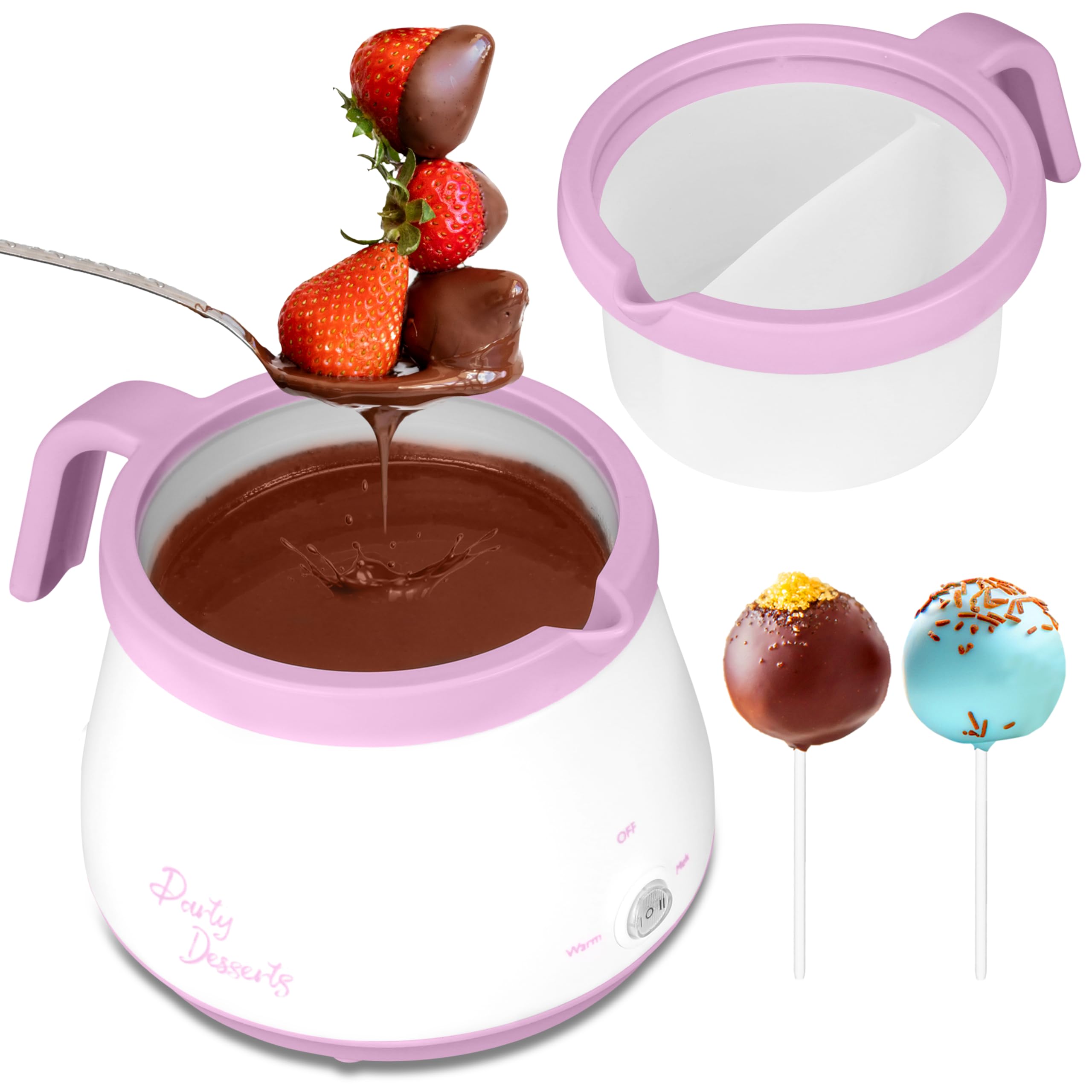 Party Desserts Candy and Chocolate Melting Pot with 2 Pots, Mini Electric Fondue
