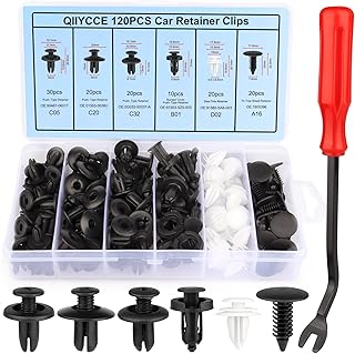 QIIYCCE 120PCS Car Clips &amp; Plastic Rivets - 6 Popular Sizes, Fits Bumpers, Fenders &amp; Most Car Models, Ideal for Body Fixing &amp; Replacement