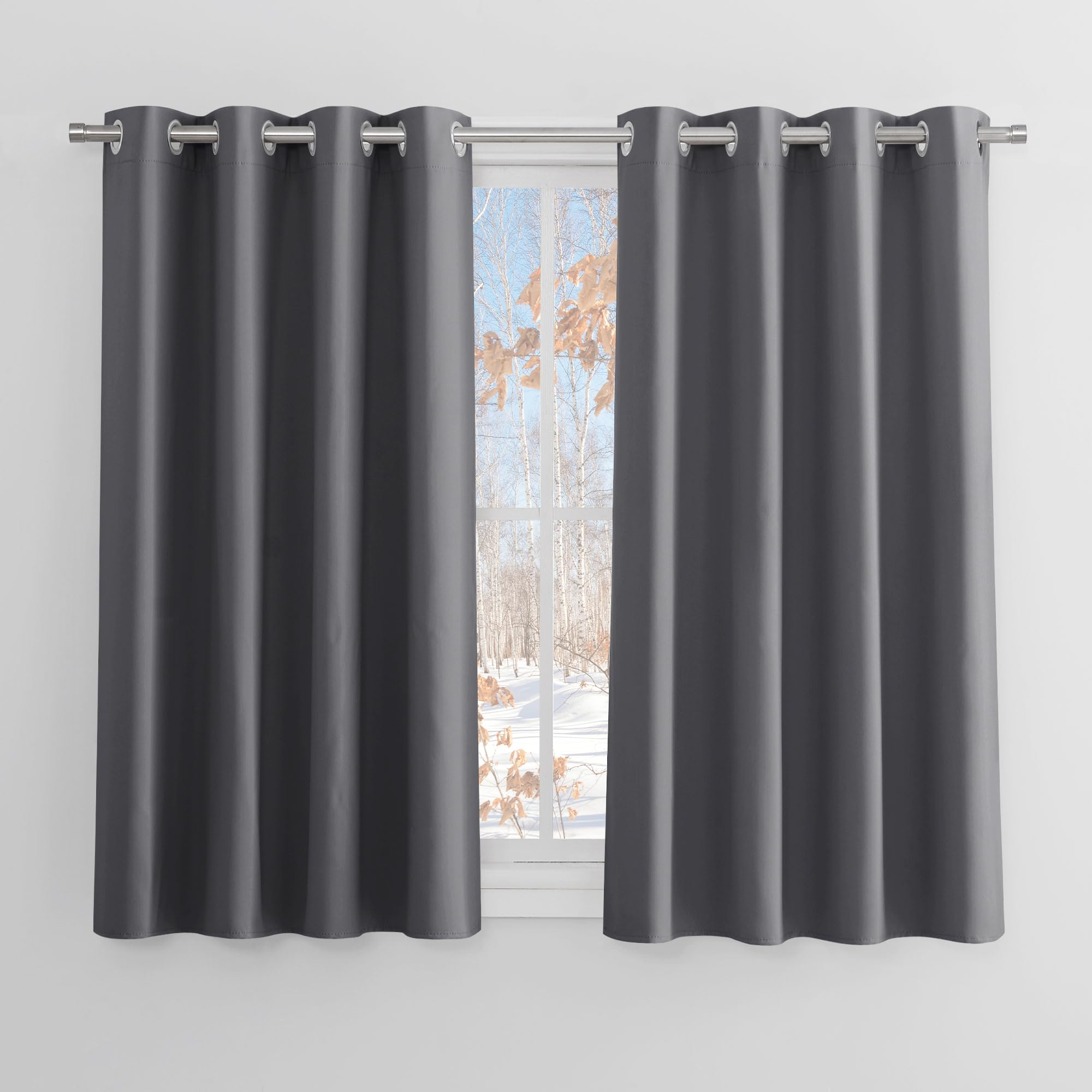 PONY DANCE Blackout Curtains for Bedroom, Grey, 2 Panels, 46 x 54 Inch | Eyelet 