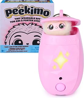 Peekimo Pink Interactive Pet and Wearable Charm Accessory, 100+ Reactions | Reacts to Touch & Voice, Nurture & Play Games, Wear Lanyard or Clip as a Bag Charm; 1 AAA Battery, Kids Toys for Ages 5+