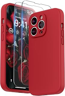 SURPHY Compatible with iPhone 14 Pro Max Case with Screen Protector, Liquid Silicone Protection for Each Lens Shockproof Thickened Rubber for iPhone 14 Pro Max 6.7 inch 2022, Red