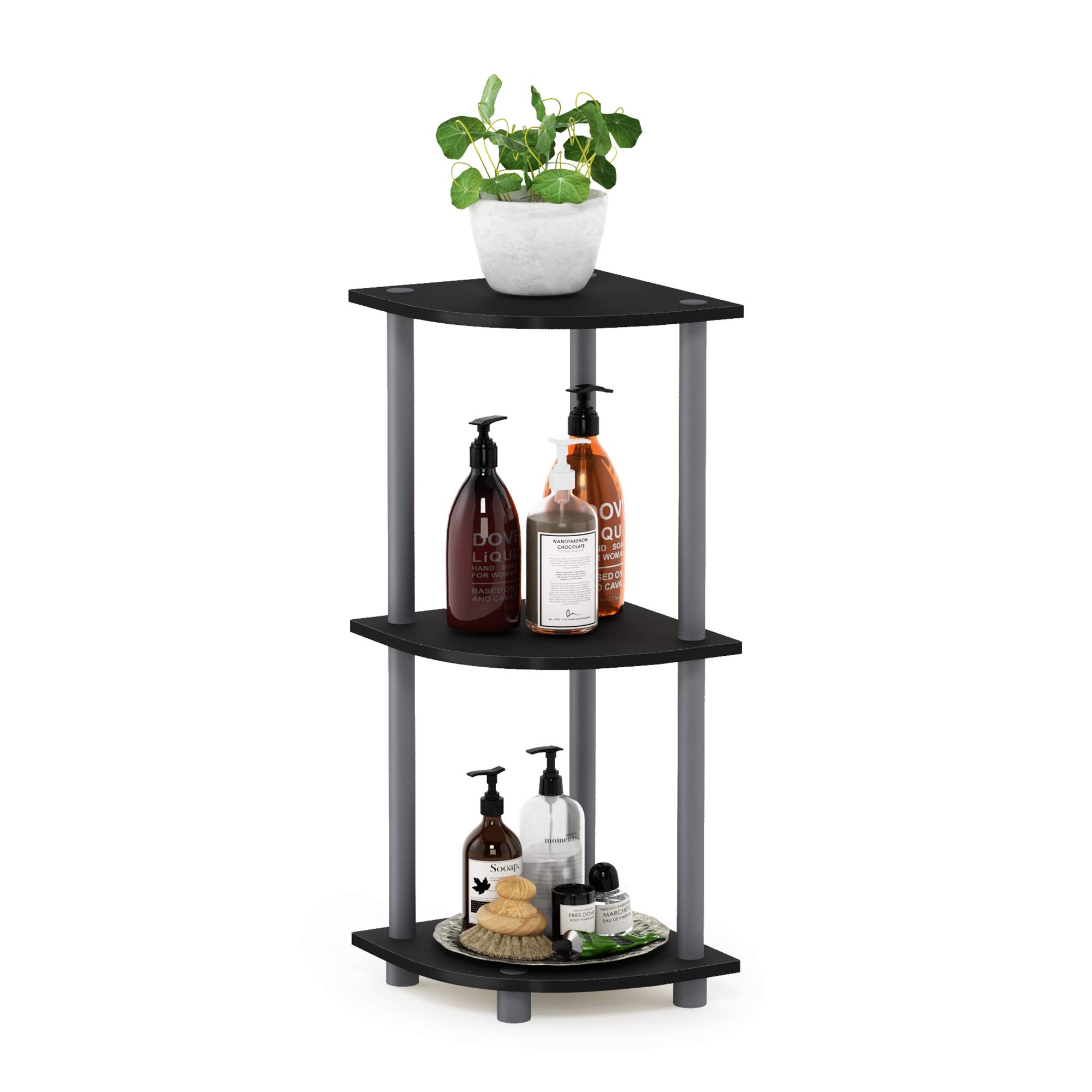 Furinno Turn-N-Tube Tool-Free Shelves, Wood, One Size, Dense, Grey Black