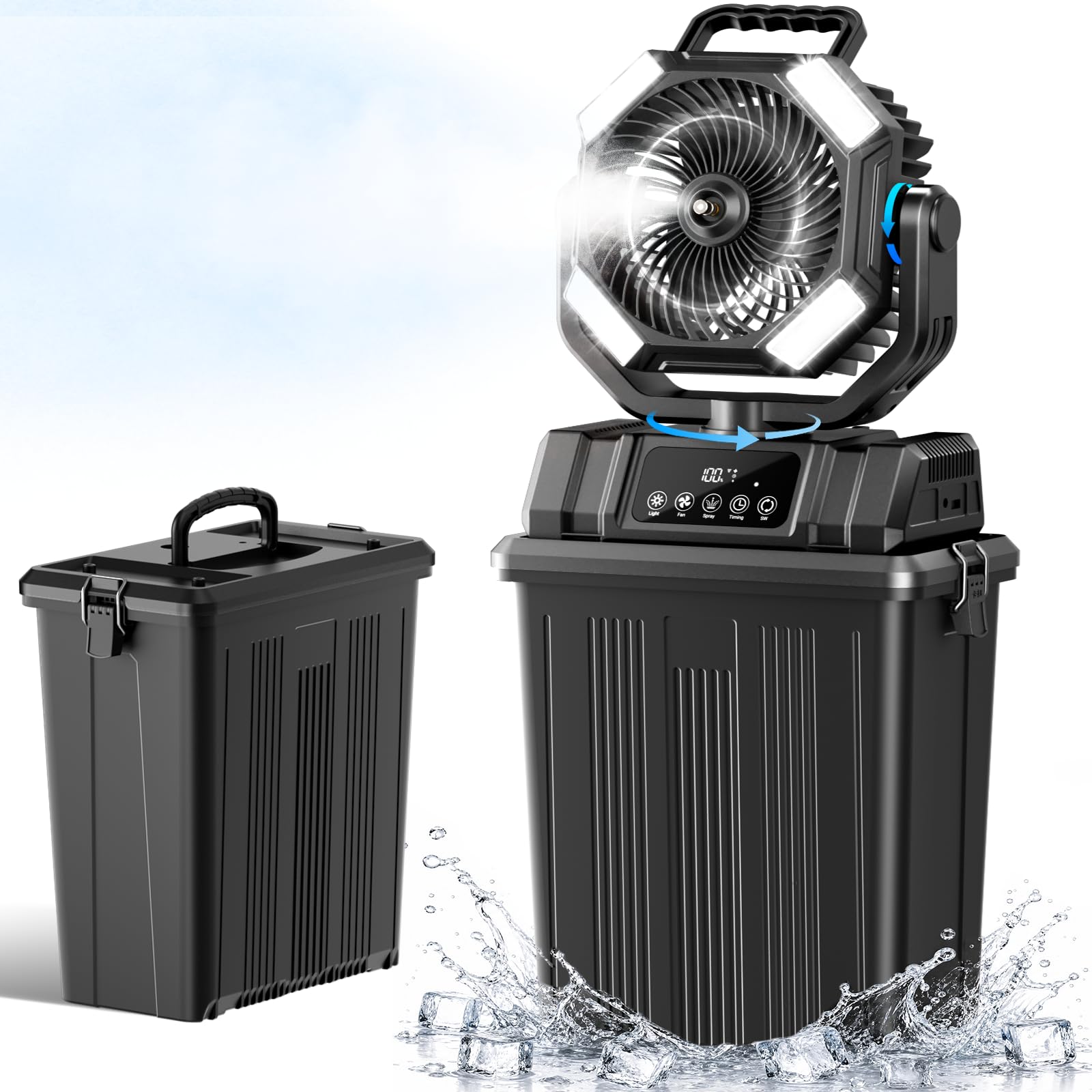 Etholzon 40000mAh Misting Fans for Outside, 15L Portable Outdoor Cooling Fan wit