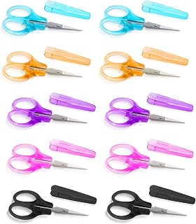 10 Pcs Small Scissors Multipurpose Stainless Steel Small Sharp Mini Craft Detail with Protective Cover, 3.5 Inch Small for Embroidery, Paper Cutting, Sewing, Knitting, Crafts