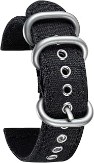 BINLUN Canvas Watch Strap for Men Women 18mm 20mm 22mm 24mm Fabric Watch Strap for Smartwatch Smart Watch Canvas Quick Release Replacement Strap 8 Colors