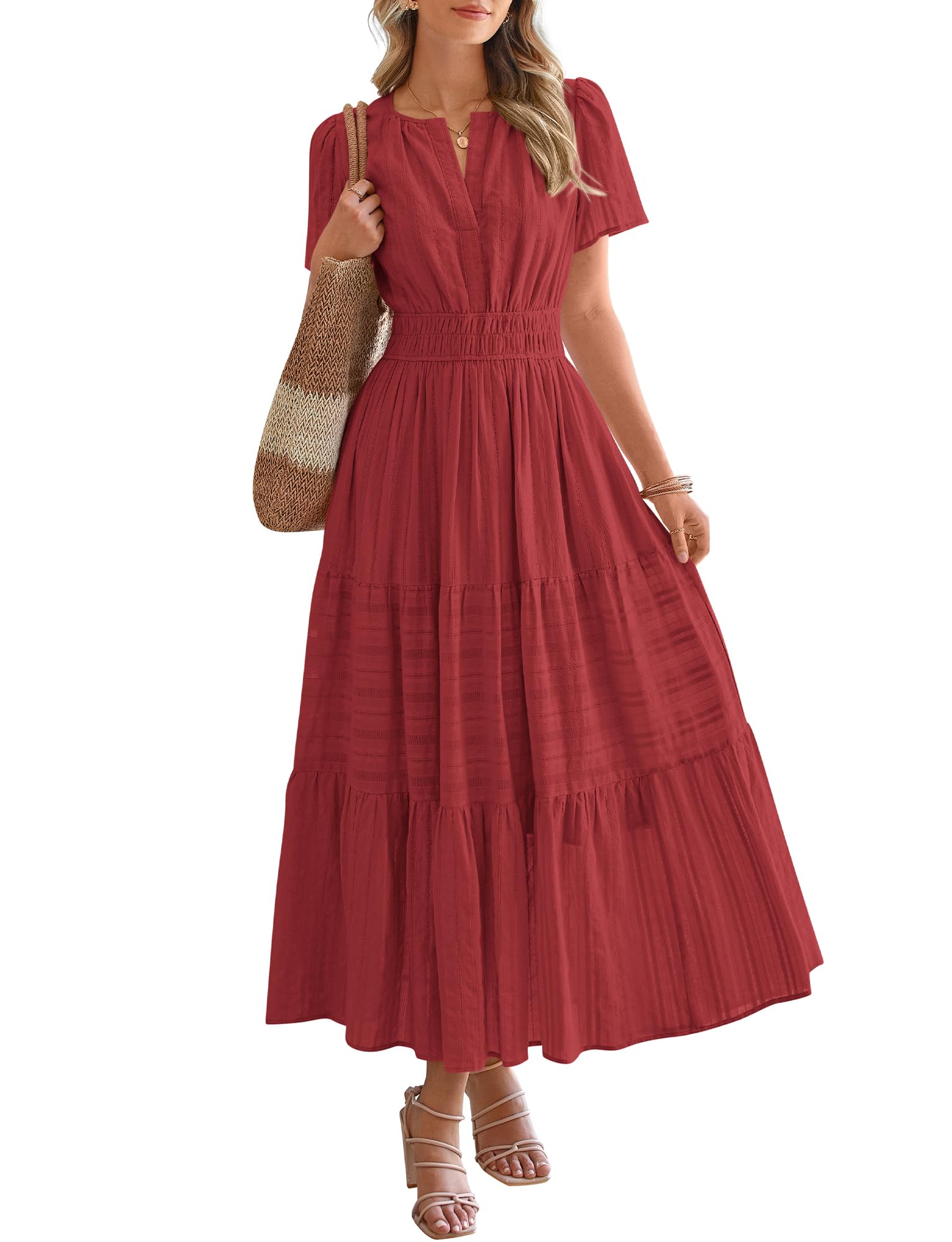 BTFBM Womens Summer 2026 Casual Maxi Dresses Lightweight Short Sleeve Dress
