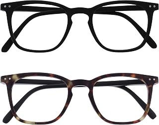 OPULIZE Bex 2 Pack Men's Reading Glasses Large Matte Black Brown Tortoise RR64-12 +1.50