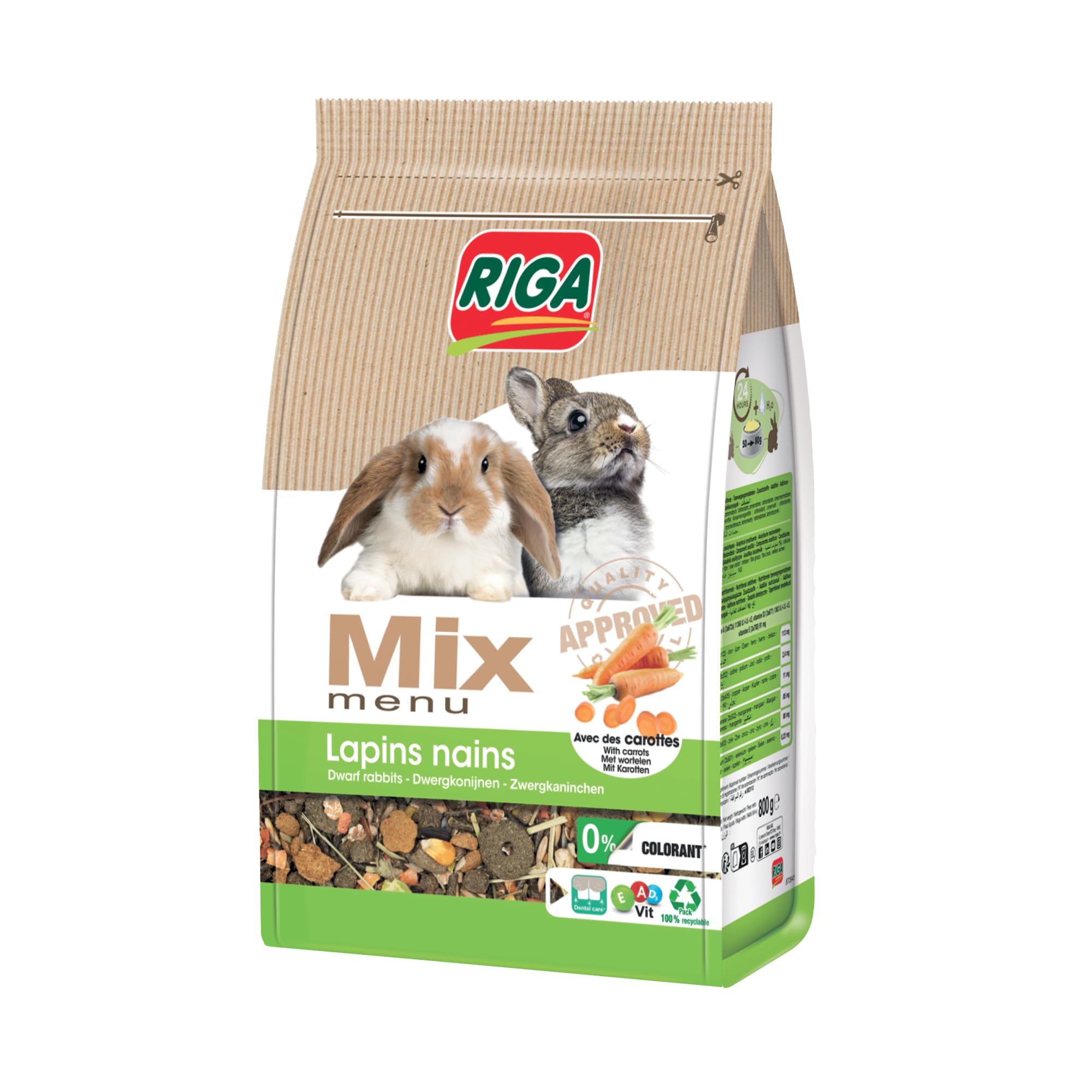 Riga - Mix Menu for Dwarf Rabbits - Vitamin Mix - Carrot - Seeds, Cereals & Vege