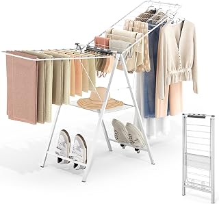 SYKIARIOL Height Adjustable Clothes Airer, Portable Drying Rack