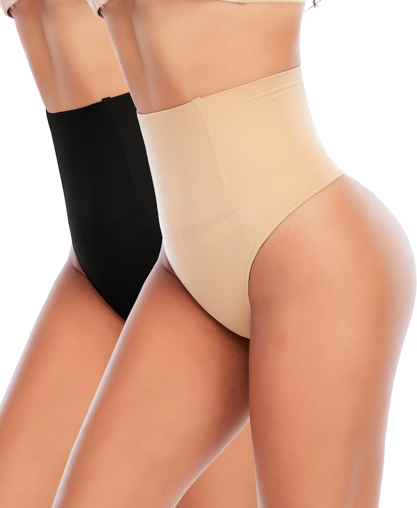 YARRCO Women's Thongs, Slimming Thong Tummy Shapewear Seamless Tanga High Waist 