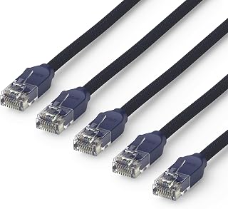 Amazon eero CAT6a Ethernet cable - Supports 10 gigabit+ speeds, 5 foot, 5-pack, Midnight Blue