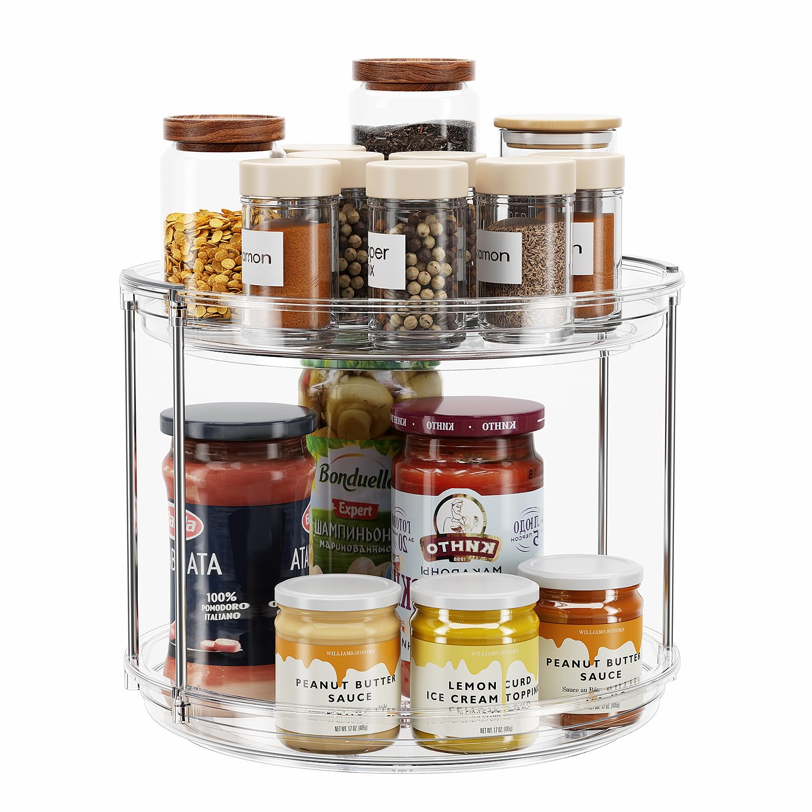 LAMU 2 Tier Lazy Susan Turntable Organizer Spice Rack for Cabinet 9.25'' | Rotat