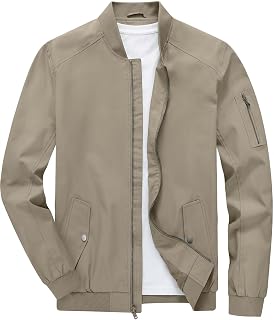 TBMPOY Men's Lightweight Bomber Jackets Light Track Jackets Casual Fall Windbreaker Outdoor Golf Fashion Coat for Men