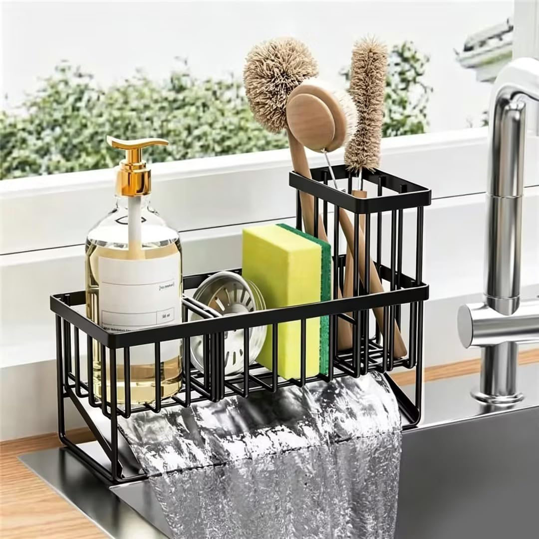 Kitchen Sink Caddy Organizer, High Brush Holder, Sponge Holder for Sink, 304 Rus