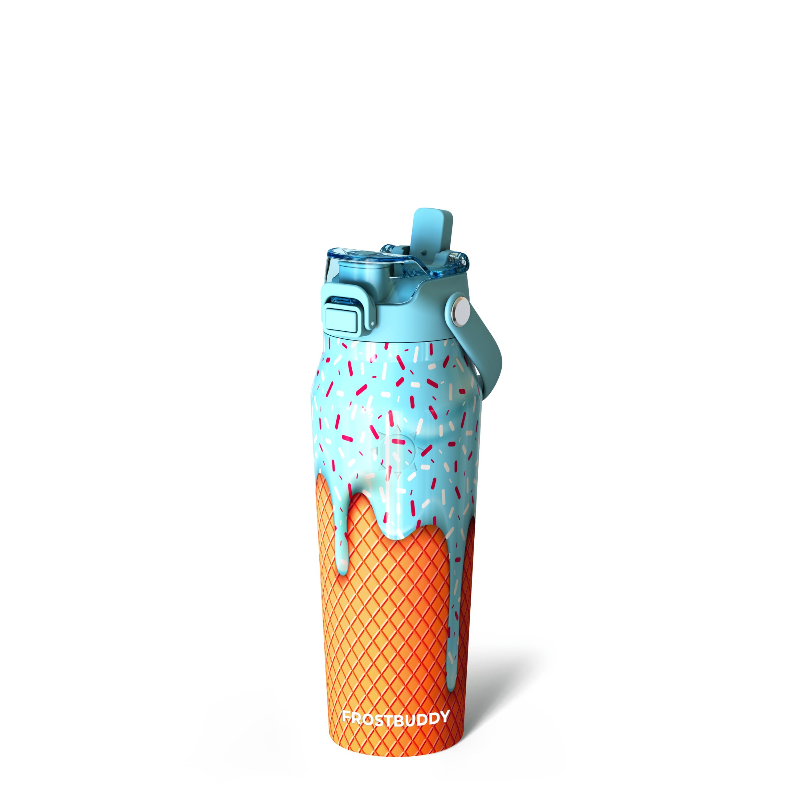 Frost Buddy 24oz Insulated Water Bottle - Straw & Chug Lid - Leak-Proof | Ice Cr