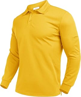 Deyeek Men's Polo Shirts Long Sleeve Golf Polo Shirts for Men Quick Dry UPF 50+ Sun Protection Casual Collar Shirts