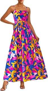 PRETTYGARDEN 2025 summer dresses for women flowy long dress spaghetti strap boho dress wedding guest dresses