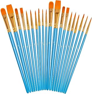 Soucolor Acrylic Paint Brushes Set, 20 Pcs Pointed Tip Artist Paintbrushes | Soft,No-Shed Bristles Art Supplies for Pumpkin Decorating Kit & Halloween Crafts,Acrylic Oil Watercolor Canvas Rock Nail&Face