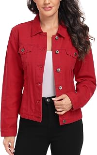 MISS MOLY Giacca di jeans da donna con bottoni, a maniche lunghe, alla moda, con tasche