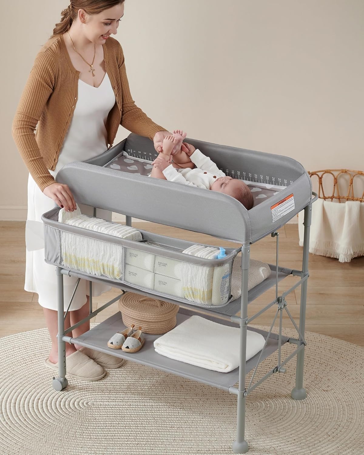 BEKA Diaper Changing Station, Portable Baby Changing Table | 4-Level Height(38.6
