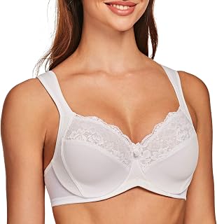 MELENECA - Full Cup Bra with Lace Underwire for Women