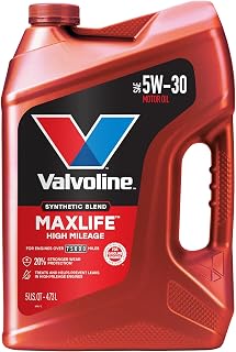 Valvoline MaxLife High Mileage 5W-30 Synthetic Blend Motor Oil 5 Quart | #1 High Mileage Motor Oil Brand, helps protect aging engines, reduce leaks and minimize oil consumption