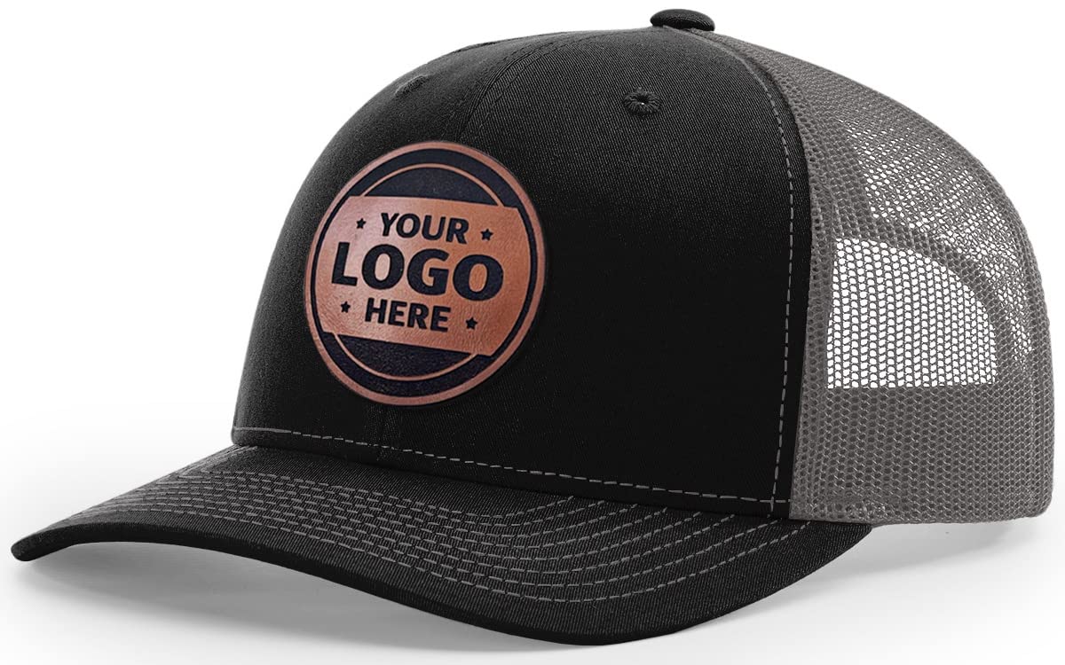 Custom Trucker Leather Patch Hat Laser Engraved
