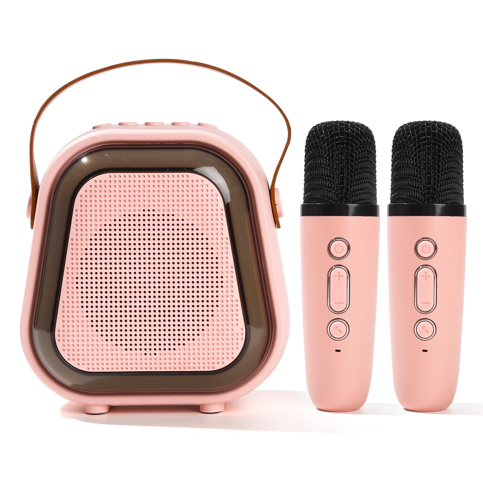 Karaoke machine with 2 Microphones Pink Singing Equipment Speaker with Microphon