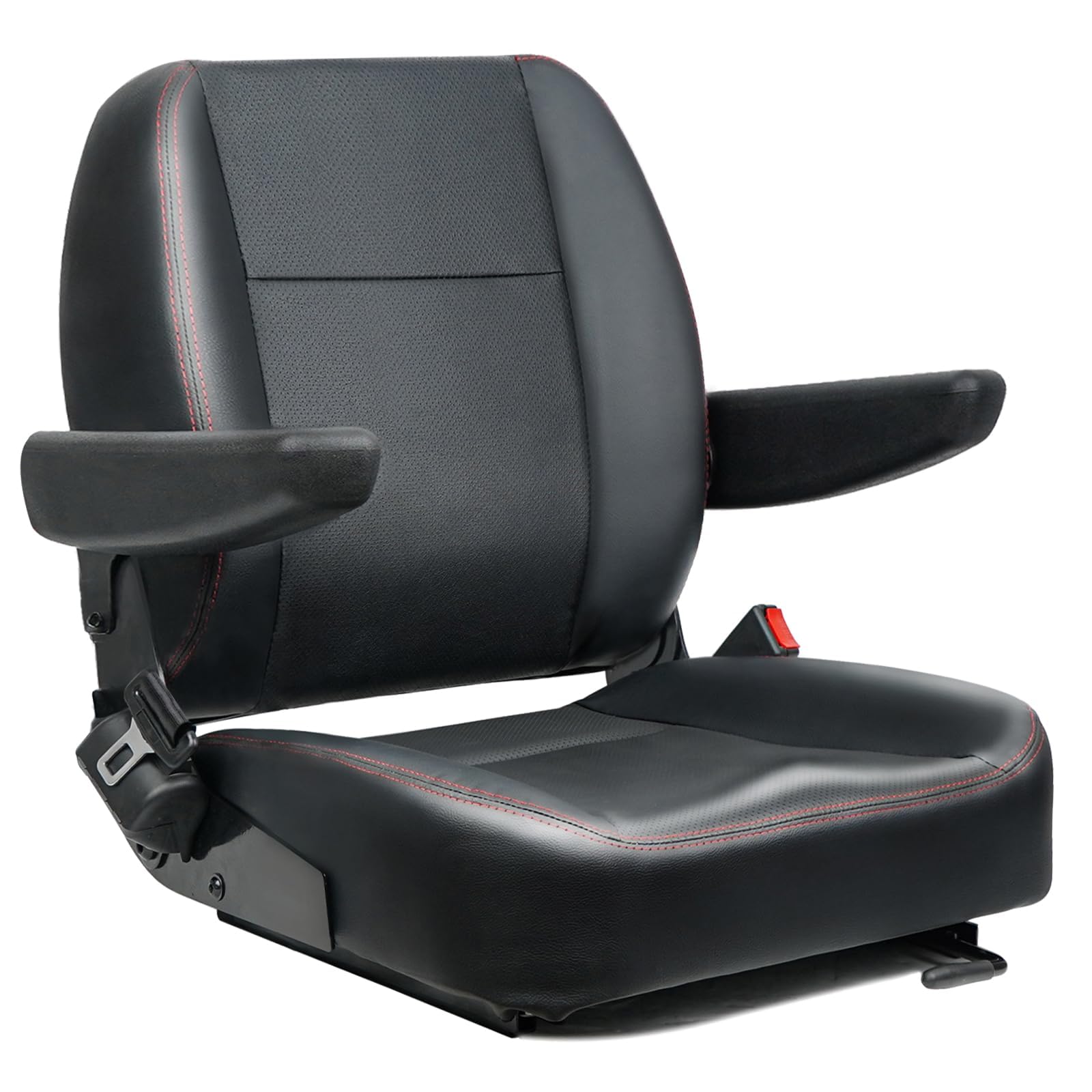 TICSEA Universal Forklift Seat, Fold Down Tractor Seat with Adjustment Armrest, 