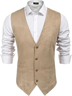 COOFANDY Men's Fashion Sleeveless Collar Denim Vest Jacket