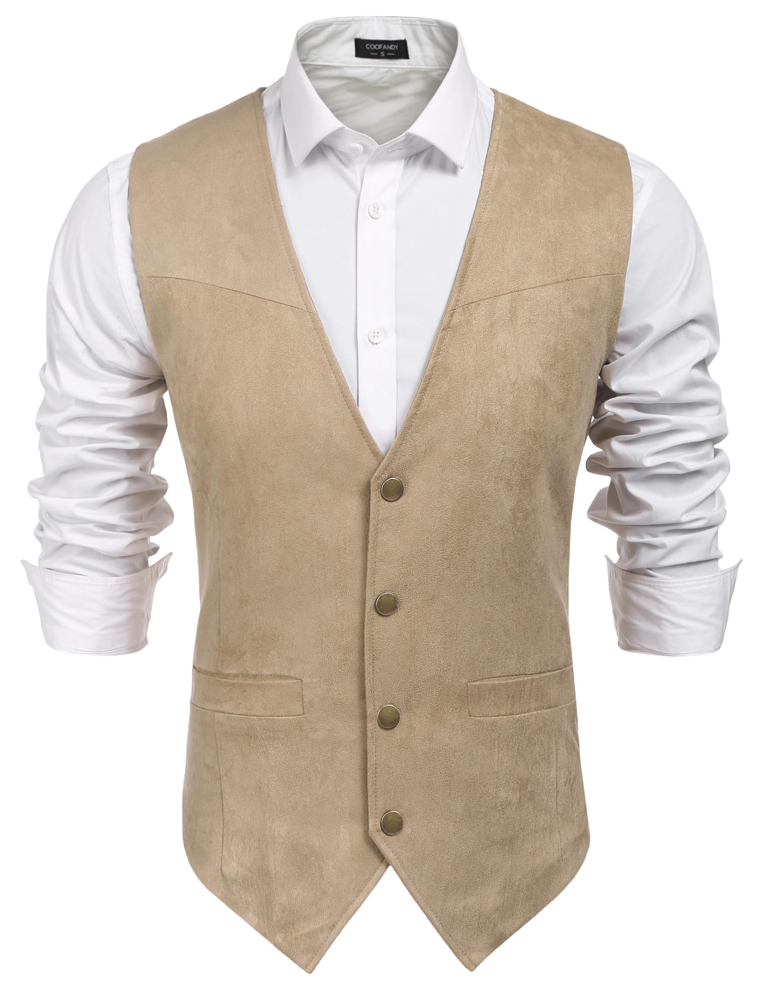 COOFANDY Men's Fashion Sleeveless Collar Denim Vest Jacket