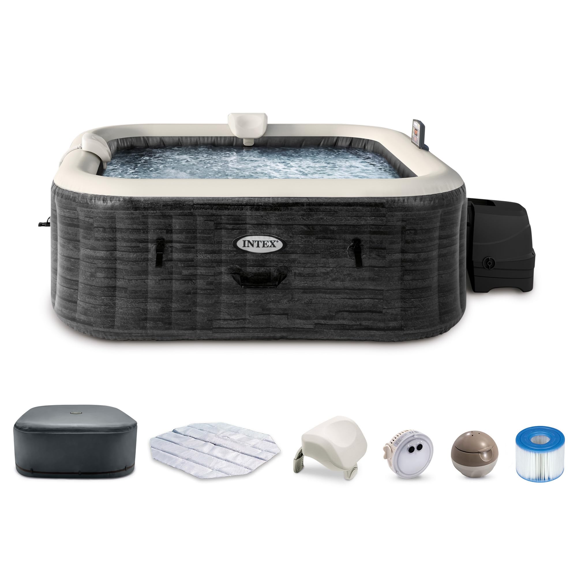INTEX PureSpa 6 Person Inflatable Hot Tub with Energy-Efficient Spa Cover | 2845