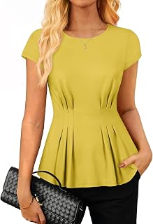 GRACE KARIN Womens Peplum Tops Dressy Casual,2026 Summer Short Sleeve Work Blouses, Business Shirts Fashion Clothes