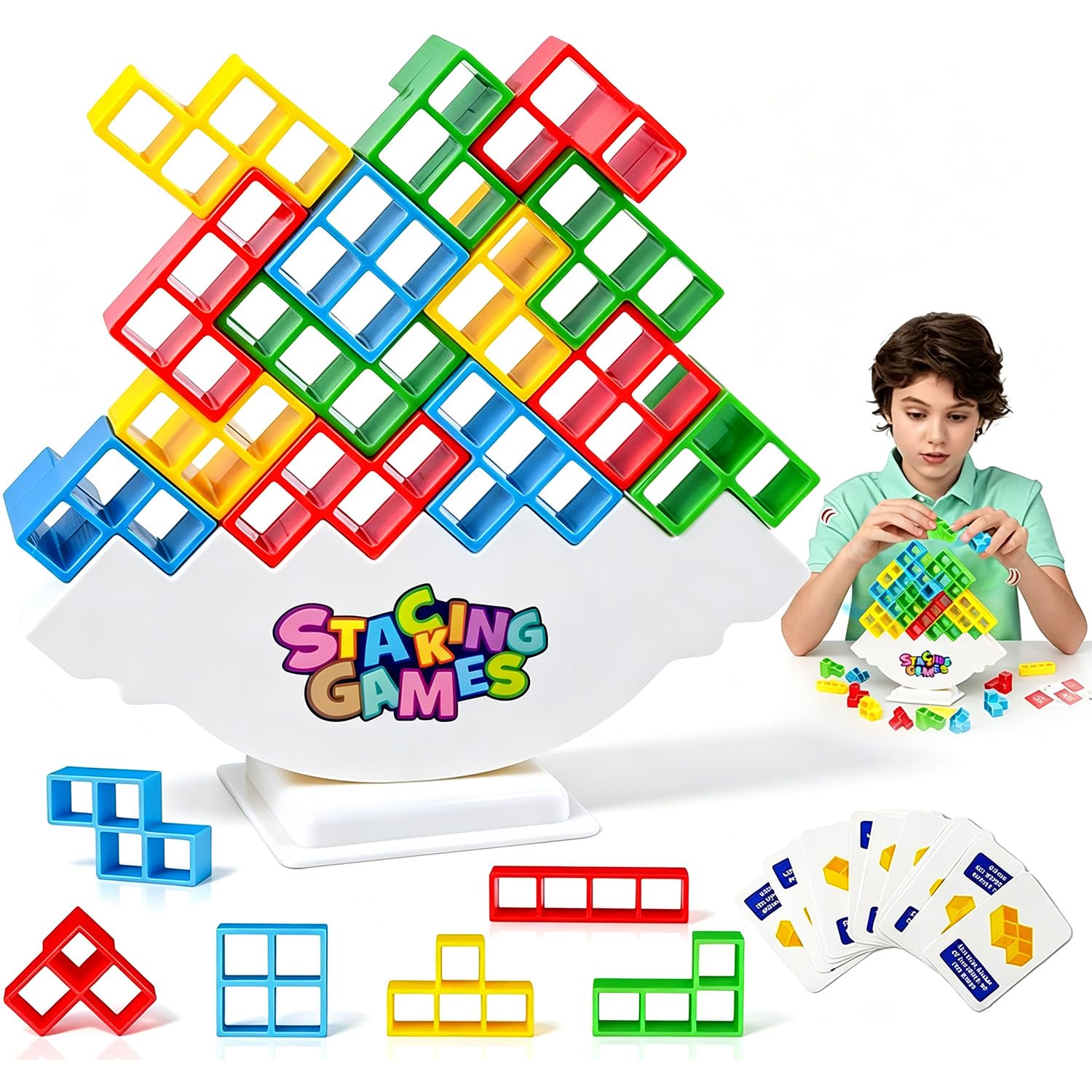 64 PCS Balance Stacking Blocks Game, Stacking Games for Adults, Stack Game for A