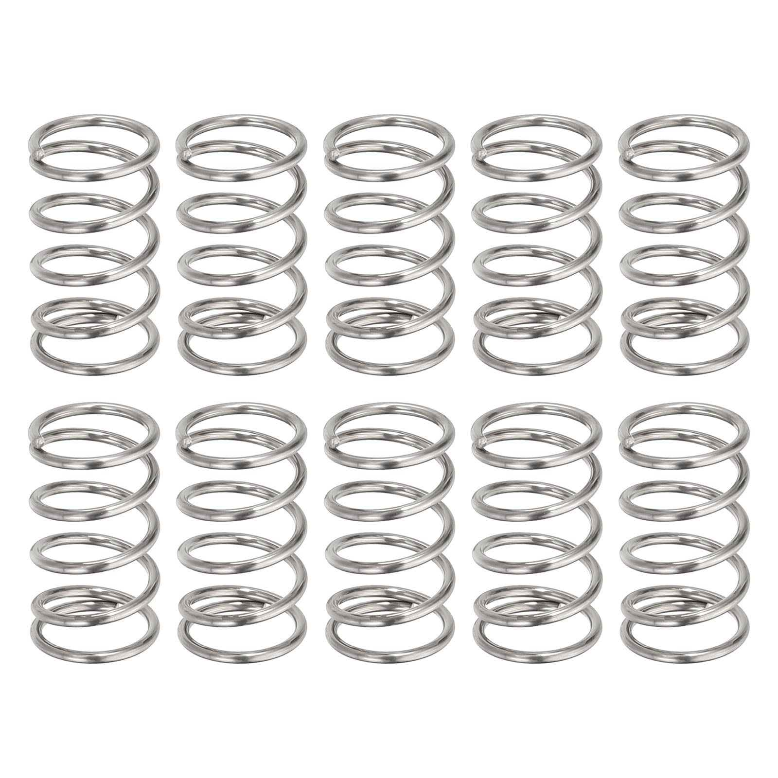 uxcell 10Pcs Compression Spring 0.9mm Wire Diameter x 9mm OD x 15mm Long | 304 S