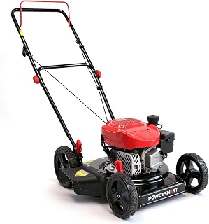 PowerSmart EasyCut 18-Inch Gas Lawn Mower, 144cc 4-Cycle Engine, Walk-Behind Push Lawn Mower, Side Discharge, 5-Position Height Adjustment, Ideal for Small Yards