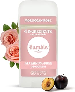 Humble Aluminum-Free Deodorant, Moroccan Rose - 1 Pack | Fresh & Natural Deodorant Stick with Essential Oils, Long-Lasting Odor Control, Cruelty-Free, Men & Women
