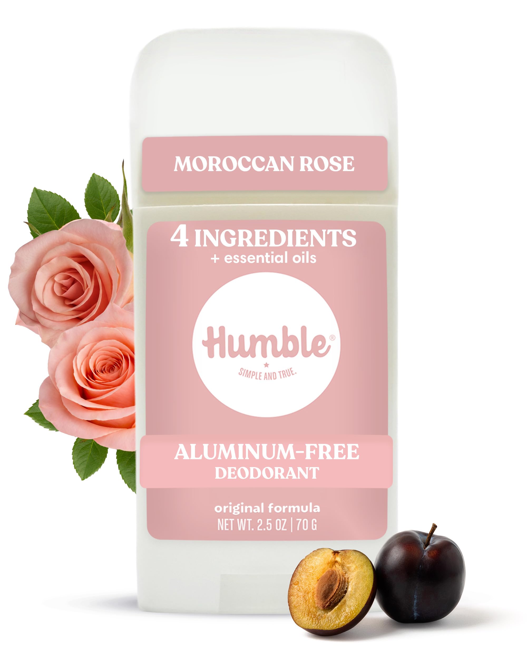 Humble Aluminum-Free Deodorant, Moroccan Rose - 1 Pack | Fresh & Natural Deodora
