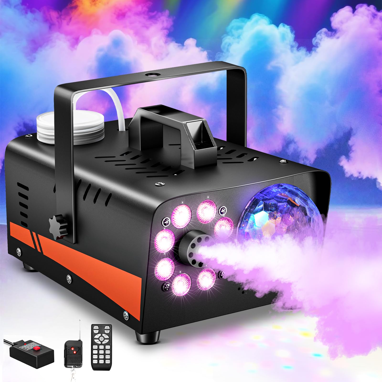 Dashsafe 1500W Fog Machine, 20000CFM for Halloween, Disco Light & Remote | 13-Co