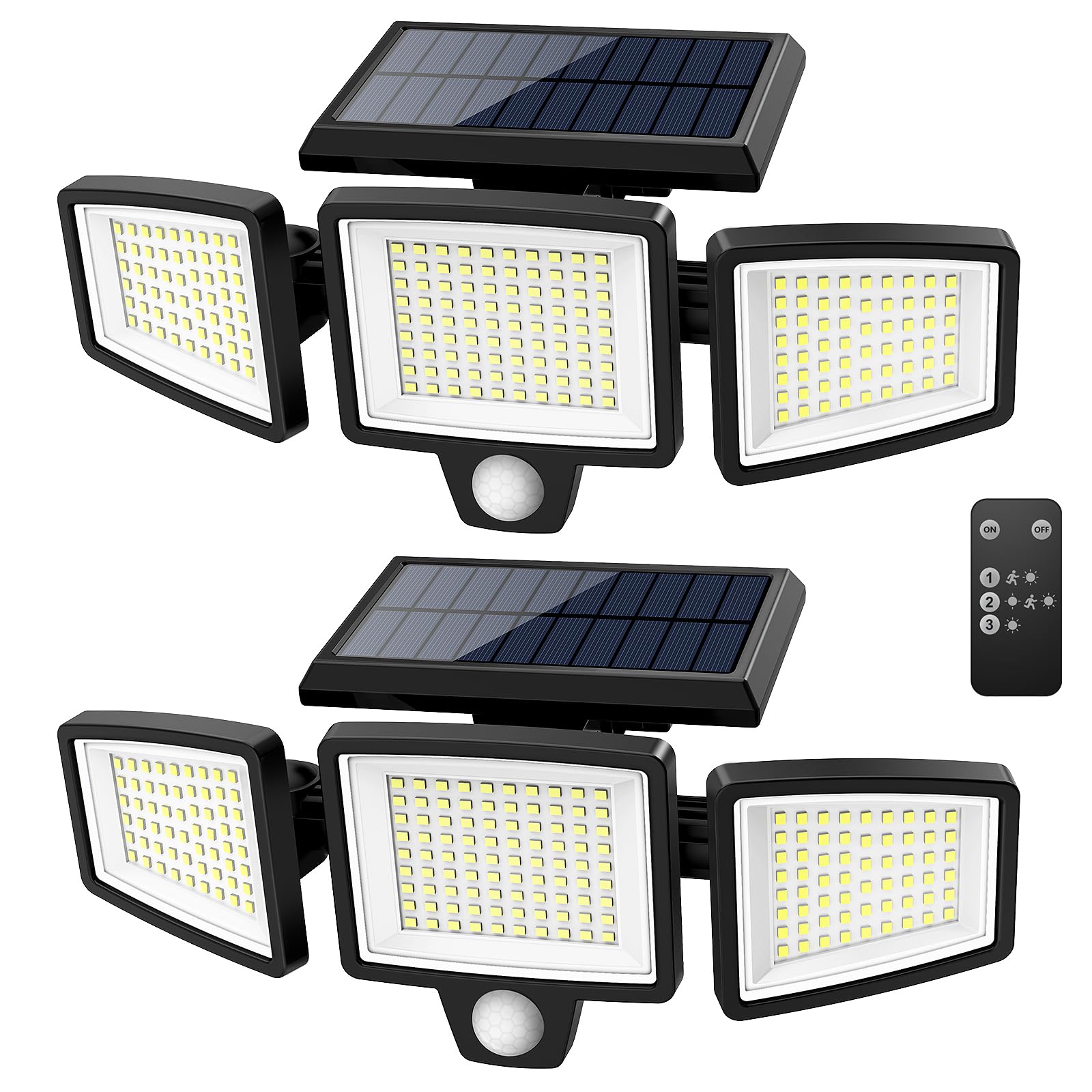 Tuffenough Solar Outdoor Lights 2500LM 210 LED Security Lights with Remote Contr