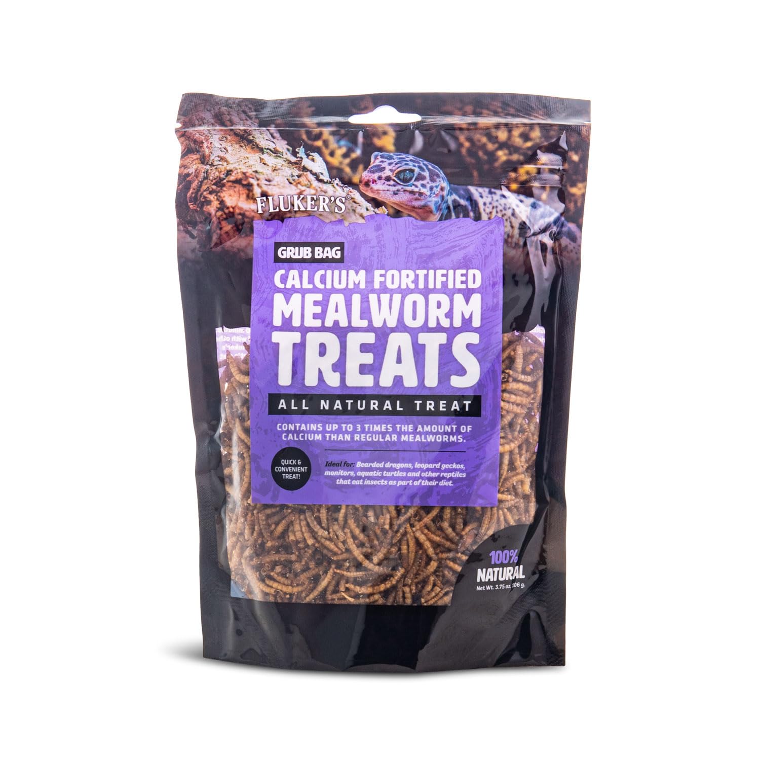 Fluker’s Grub Bag All Natural Calcium Fortified Mealworm Treats, Packed with Pro