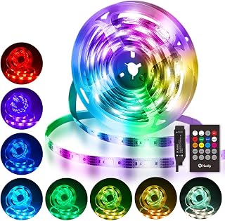 Hually LED Strips Lights, 3M /9.8ft TV Backlight USB Powered, 5050 RGB Led Light Strip with 4 Dynamic & Sync with Music Lighting Mode for 40 to 60 Inch HDTV, PC Monitor, Home, Kitchen Christmas Party